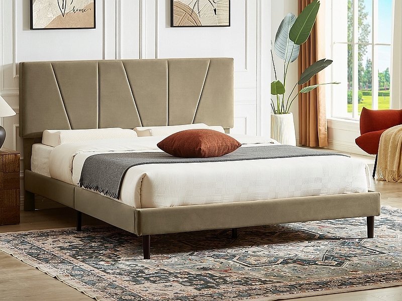 Signal Łóżko tapicerowane SAVANA VELVET 160x200 beżowe