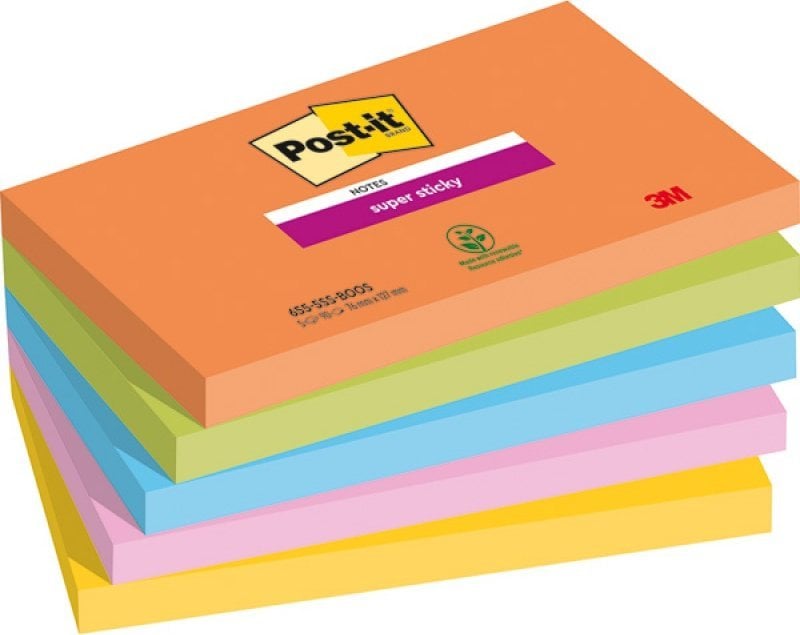 Post-It 3M Karteczki samoprzylepne Post-it® Super Sticky, BOOST, 76x127mm, 5x90 kart.