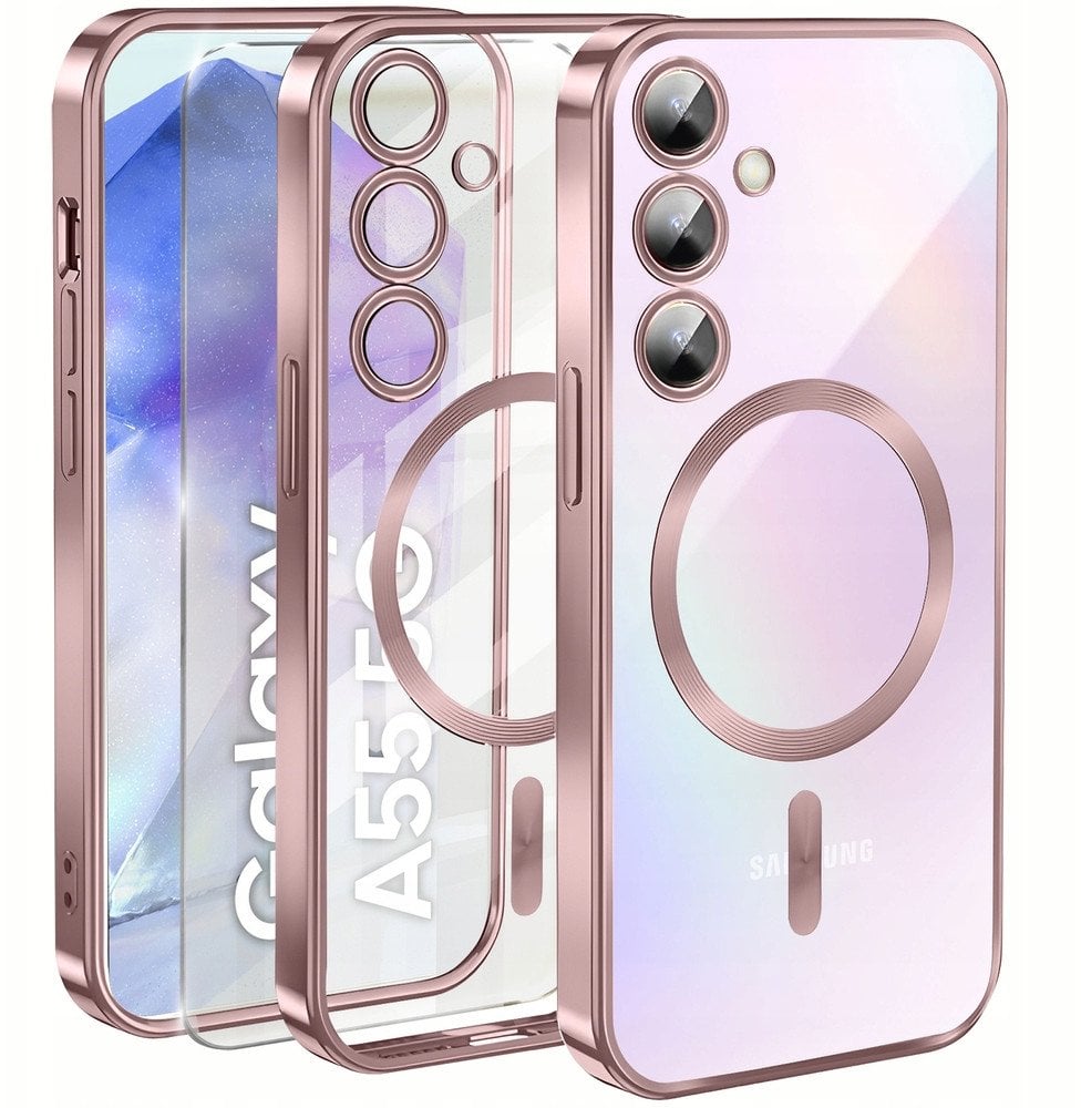 Futerał ELECTRO MAG COVER kompatybilny z MagSafe do SAMSUNG A55 złoty róż