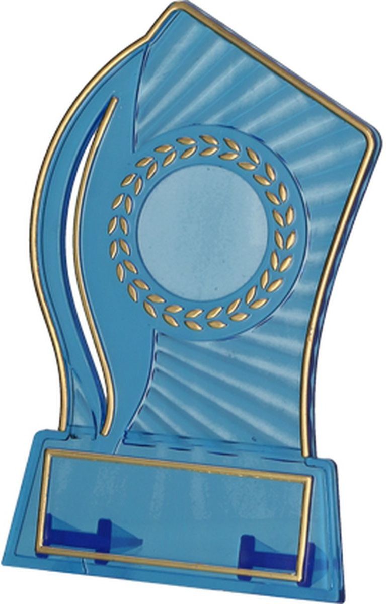 Victoria Sport Trofeum plastikowe przezroczysto złote z miejscem na wklejkę 25mm i tabliczkę 47mmX14mm T-M