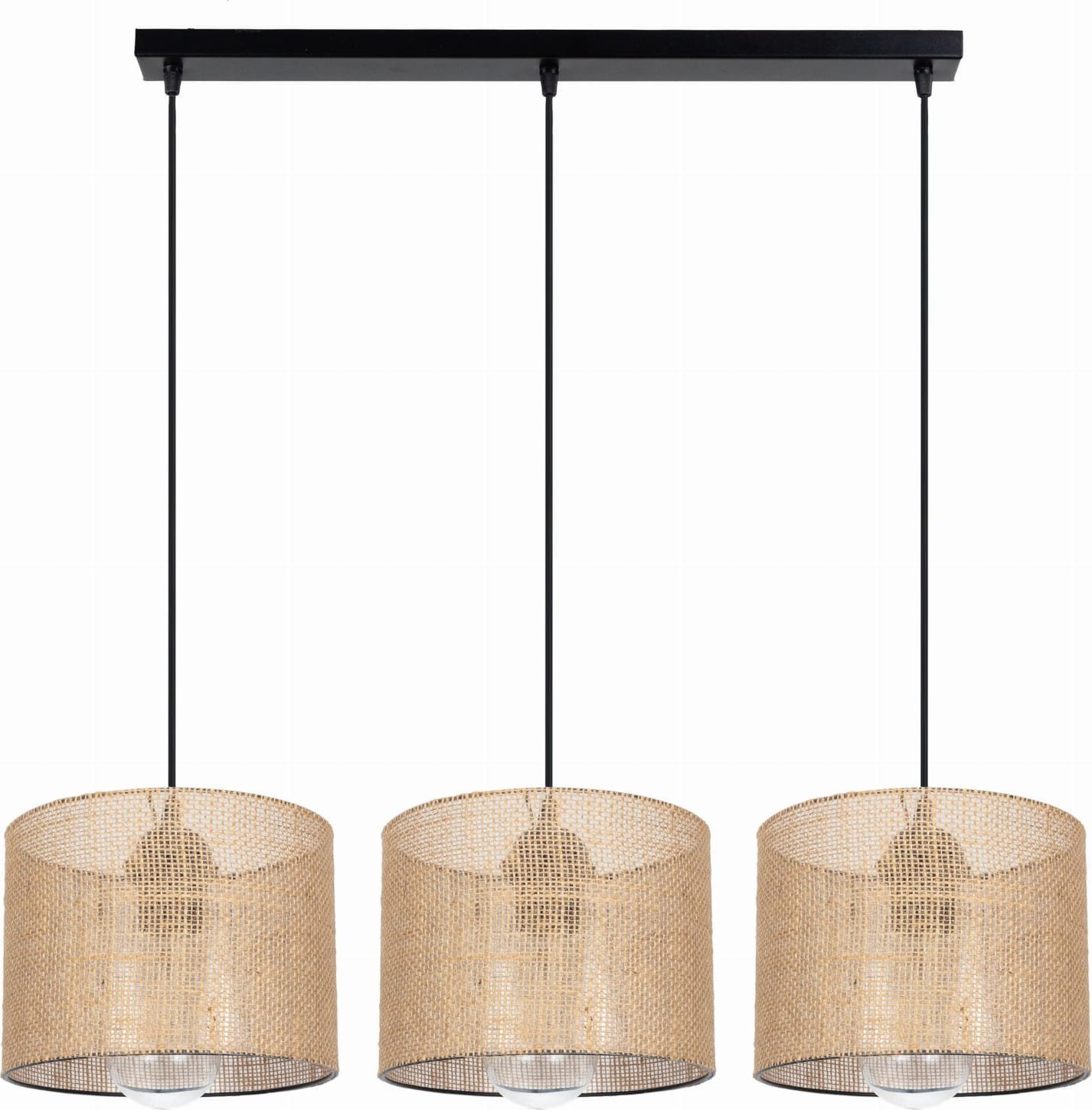 Lampa wisząca Solar Lampa wisząca żyrandol BOHO len 3 żarówki czarna