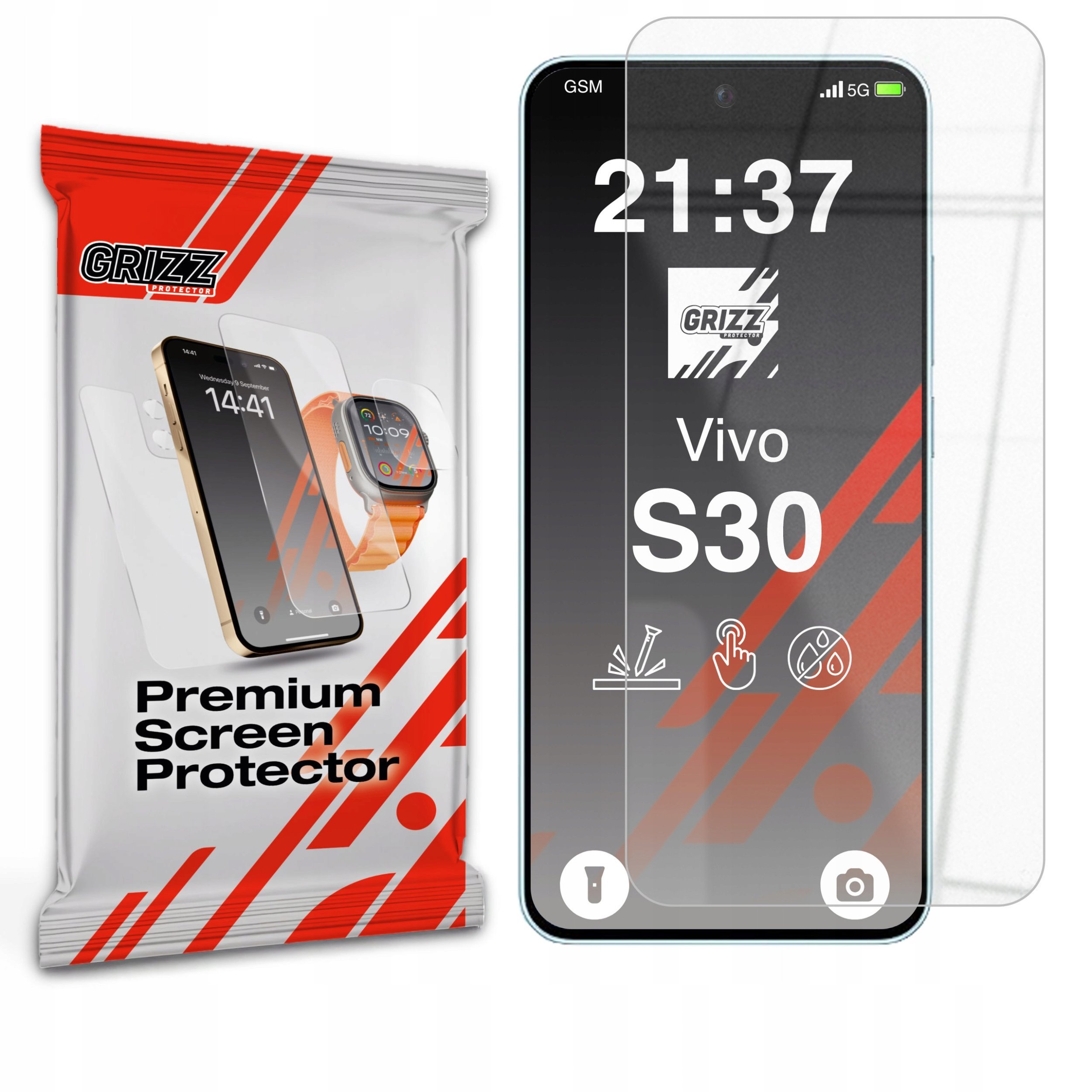 GrizzGlass Szkło hybrydowe HybridGlass do Vivo S30