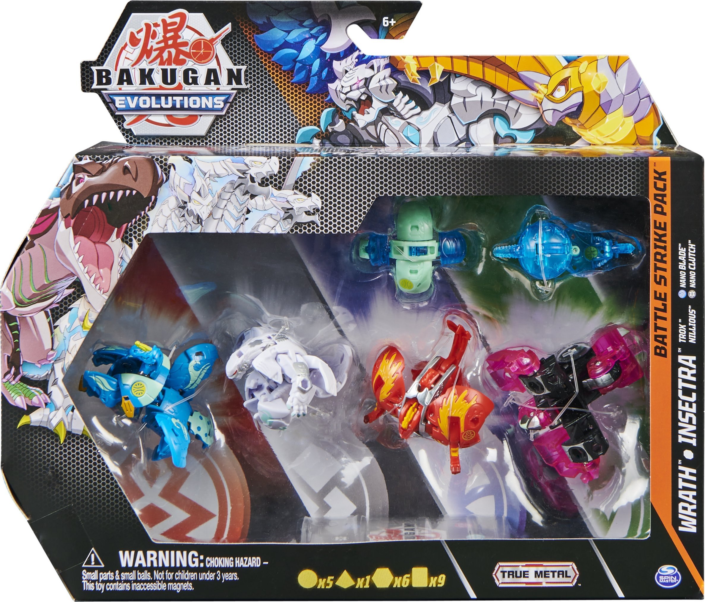 Spin Master Spin Master Bakugan Evolutions Battle Strike 6 Pack Skill Game (Includes 3 Bakugan Balls, 2 Nanogan and 1 Geogan)