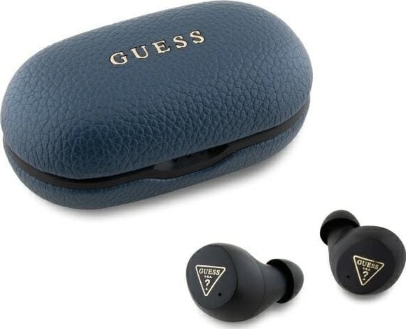 Słuchawki Guess Guess Bluetooth headphones GUTWSPGTSPSB TWS + docking station blue/blue Grained Classic Logo
