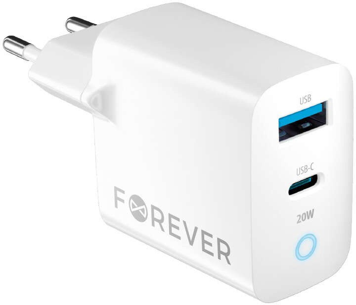 Forever ładowarka sieciowa PD QC TC-06-20AC 1x USB-C 1x USB 20W biała