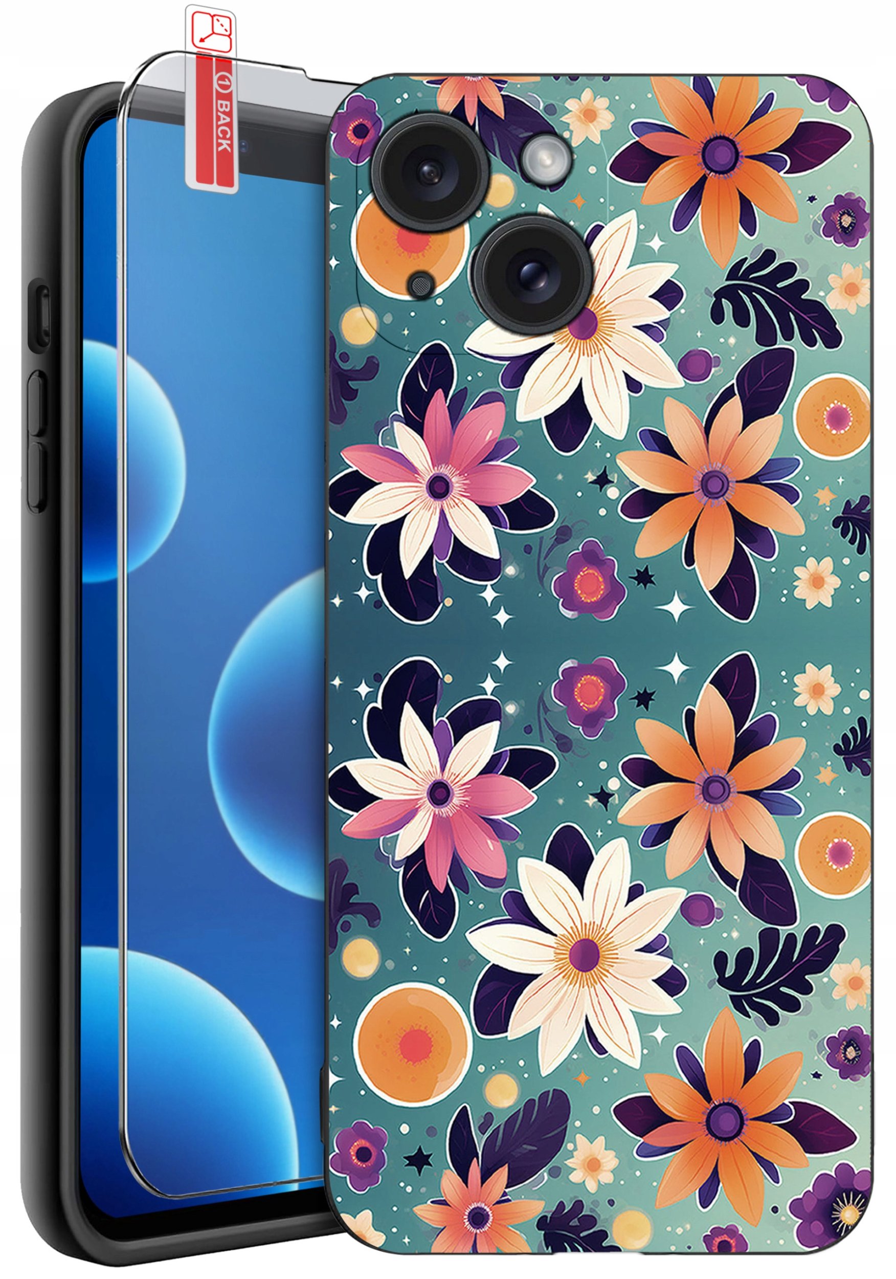 ETUI do iPhone 13 | 14 | WZORY | SILIKONOWE MATT CASE + SZKŁO 9H