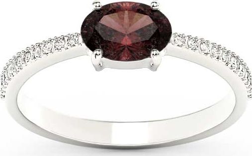 WĘC - Twój Jubiler Pierścionek z białego złota z granatem i cyrkoniami BP-58B-C 17 / UE- 57