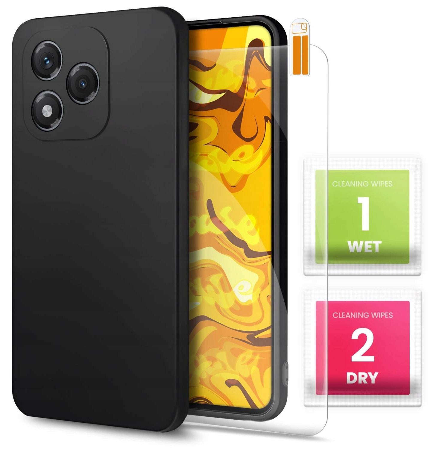 4kom.pl Etui Do Honor 400 Lite (Czarny, Matowy, Silikonowy, Ochronny, Case) Szkło