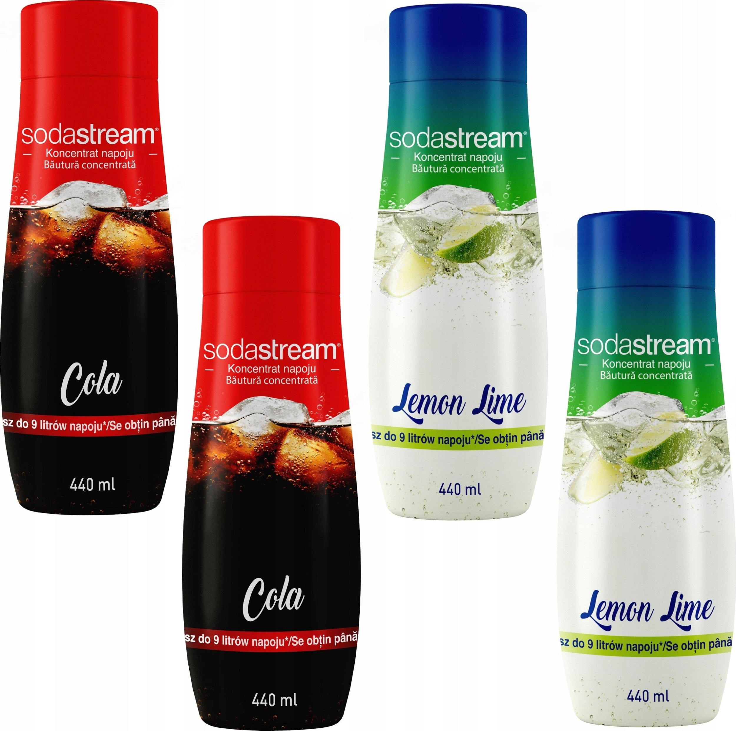 Zestaw 4 koncentratów SodaStream 2x (Cola+Lemon-Lime)