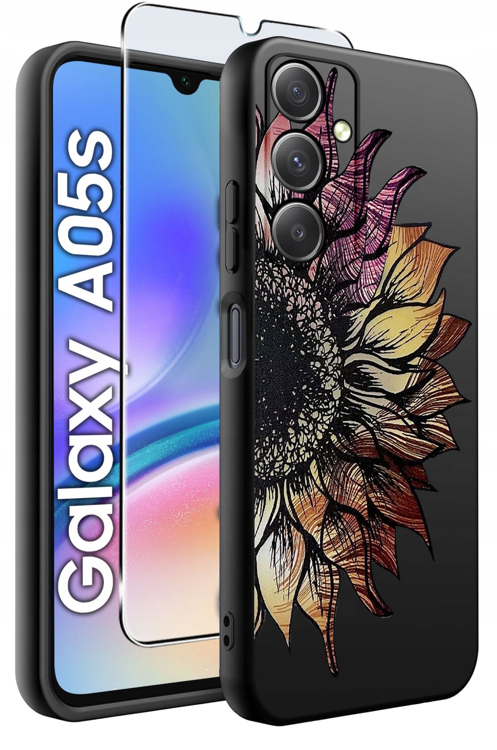 ETUI do Samsung A05s WZORY | SILIKONOWE MATT CASE + SZKŁO 9H