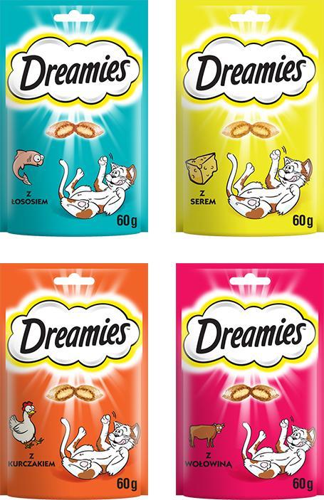 Dreamies DREAMIES zestaw mix przysmaków dla kota 4x60g (kurczak, łosoś, ser, wołowina)