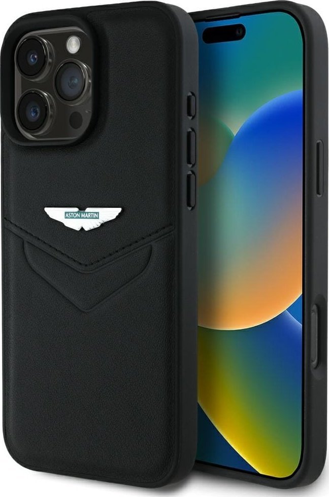 Etui Aston Martin HC Leather Victory Design do iPhone 16 Pro czarny