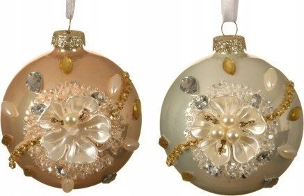 Kaemingk Bombka choinkowa szklana w kwiaty 8 cm