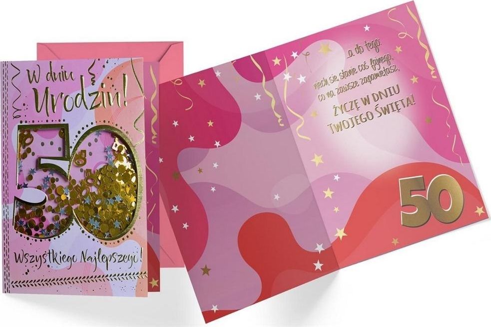 KUKARTKA Karnet B6 konfetti KNF-038 Urodziny 50 damskie