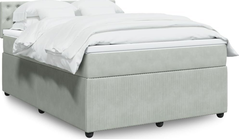 vidaXL Łóżko kontynentalne z materacem, jasnoszare, aksamit, 140x190cm