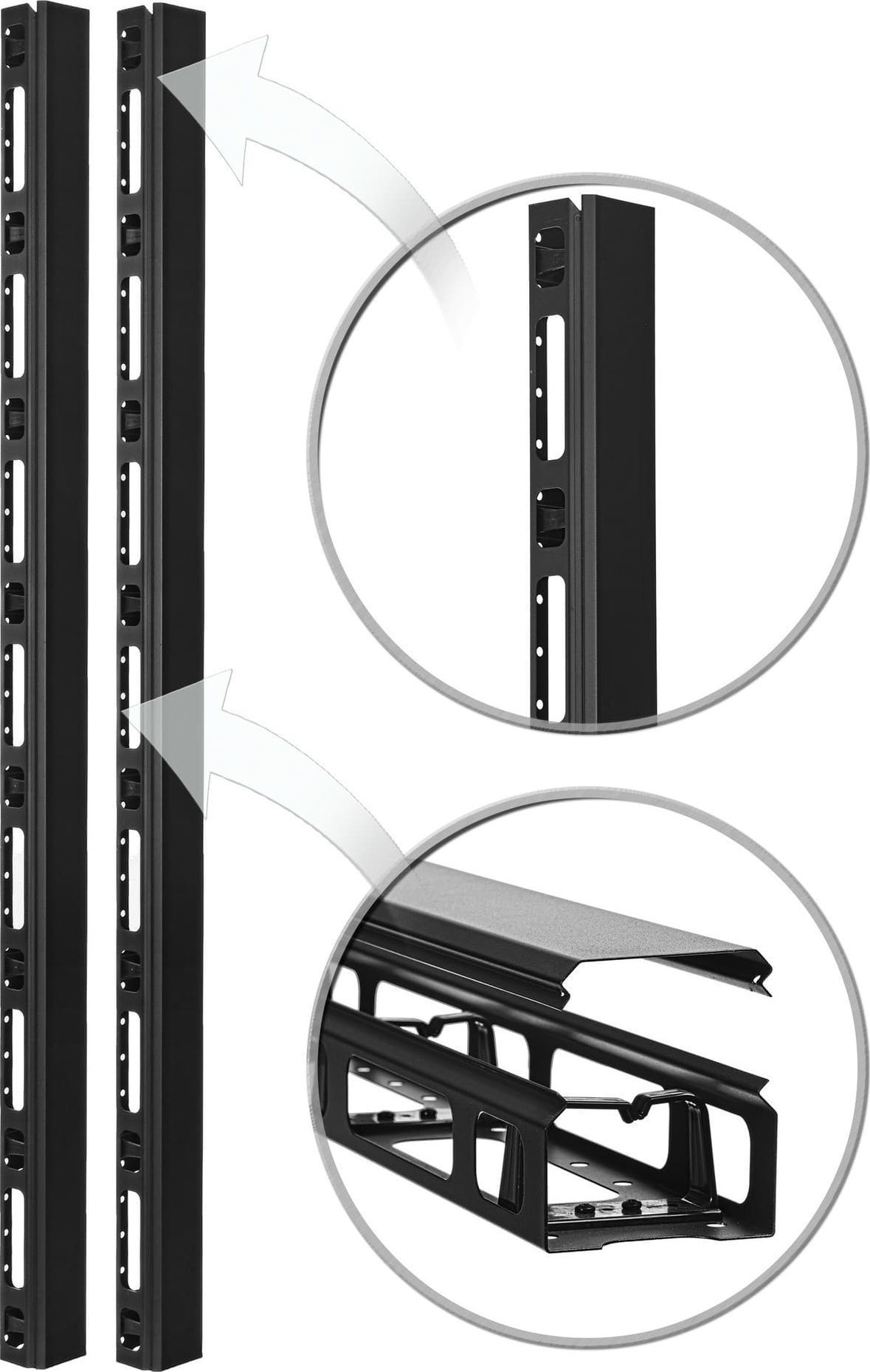 Organizer RACK Systems OP42/B - pionowy organizer kabli 42U