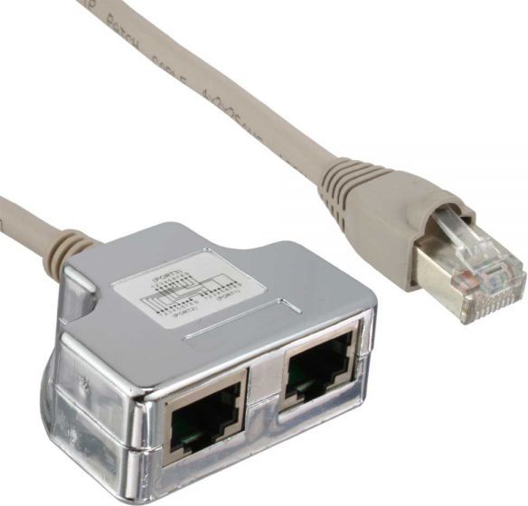 InLine T-Adapter ISDN Cat.5e RJ45 męski - 2x RJ45 żeński 15cm (69995I)