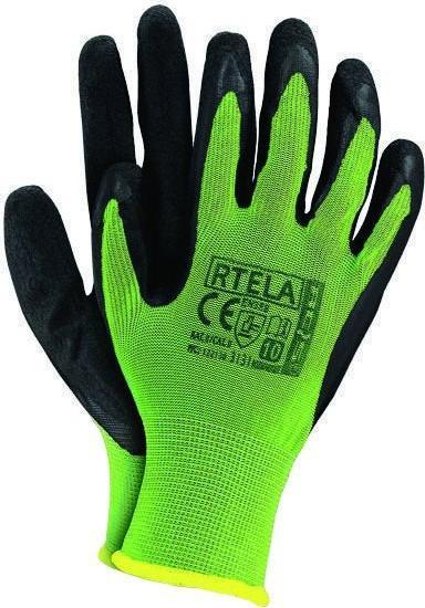 Reis Rękawice powlekane limonkowo-czarne rozmiar 8 RTELA