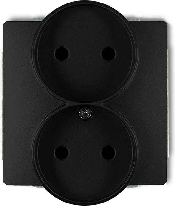 Karlik Gniazdo podwójne Deco b/u czarny mat (12DGPR-2)