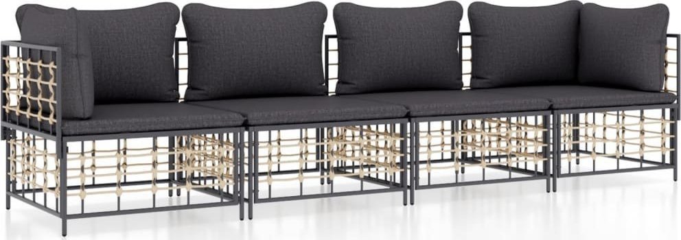 vidaXL 4-cz. zestaw wypoczynkowy do ogrodu, z poduszkami, antracytowy