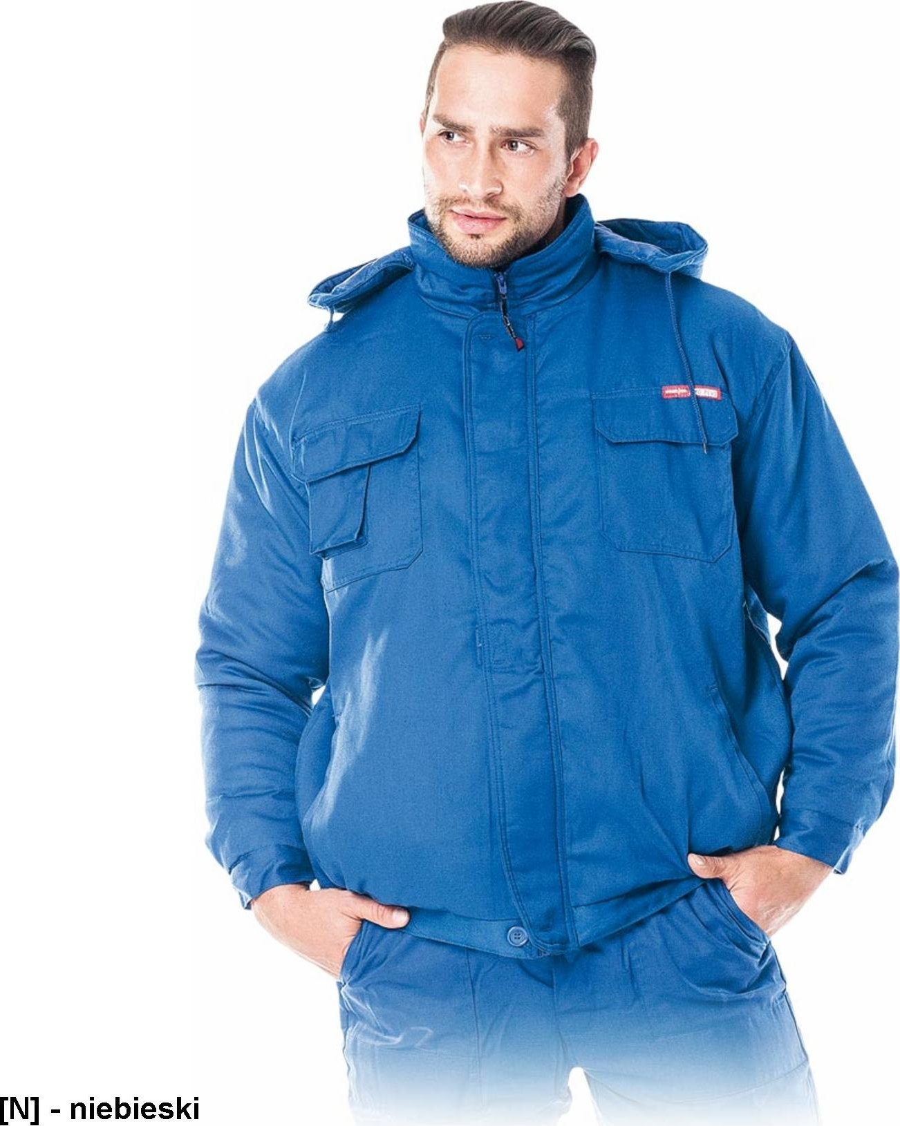 R.E.I.S. KMO-PLUS - Kurtka zimowa Master do pasa, dopinany kaptur - niebieski 2XL