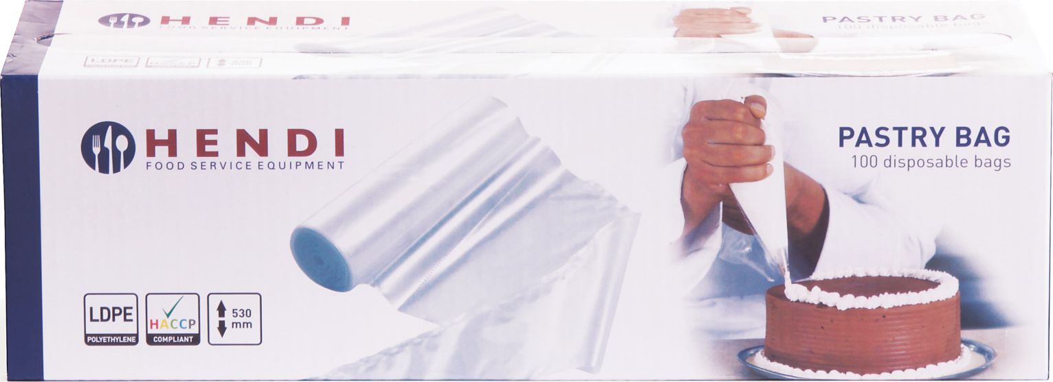 Hendi Jednorazowe foliowe woreczki rożki cukiernicze do szprycowania i ozdabiania 100 szt. 80m - Hendi 557112 Jednorazowe foliowe woreczki rożki cukie