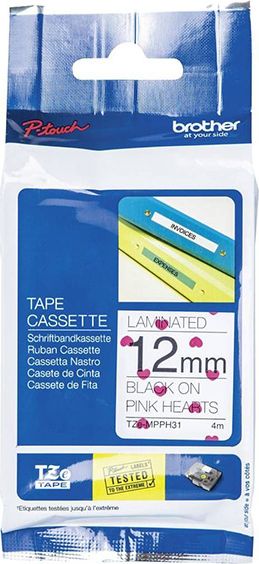 Brother Taśma do etykiet biała z różowym sercem (TZEMPPH31)