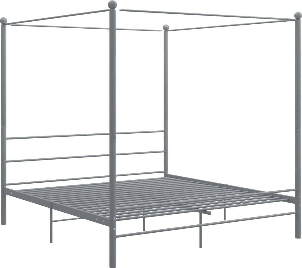 Rama Łóżka Z Baldachimem, Szara, Metalowa, 180 X 200 Cm