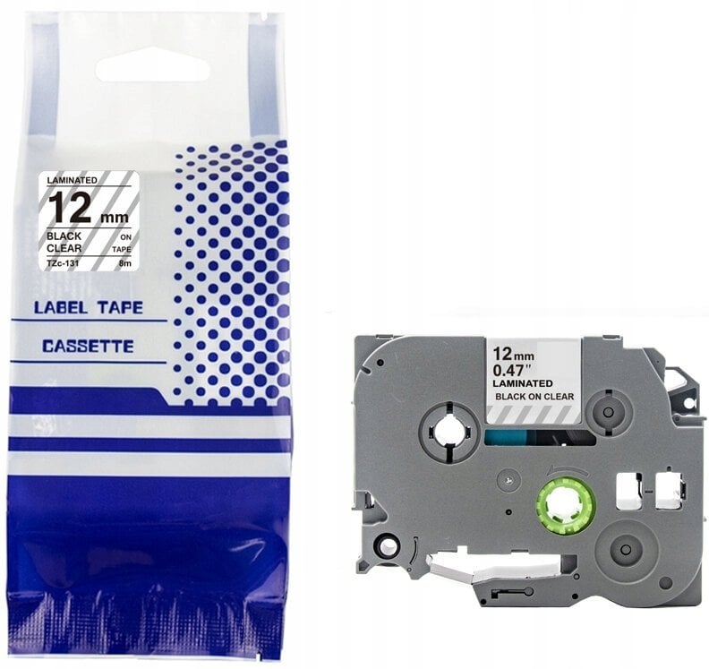 Taśma BROTHER TZE-131 12mm x 8m czarny na przezroczystym zamiennik