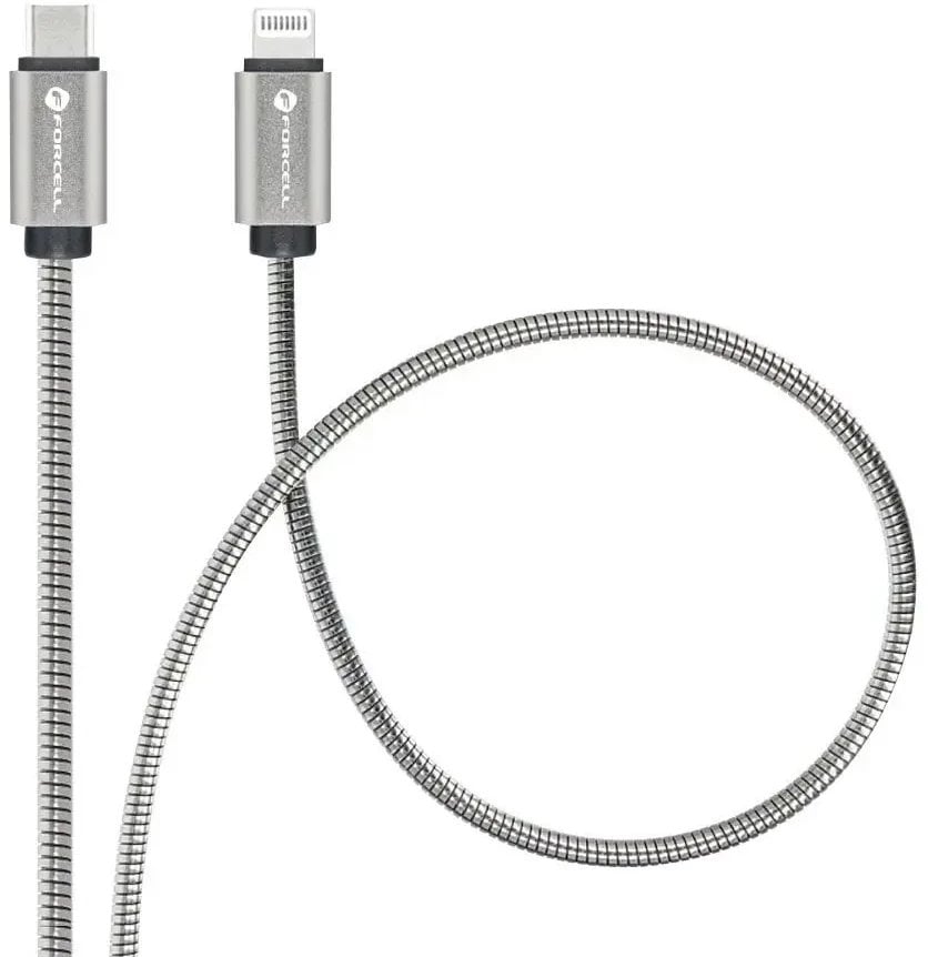 Kabel USB ForCell USB-C - Lightning 2 m Srebrny