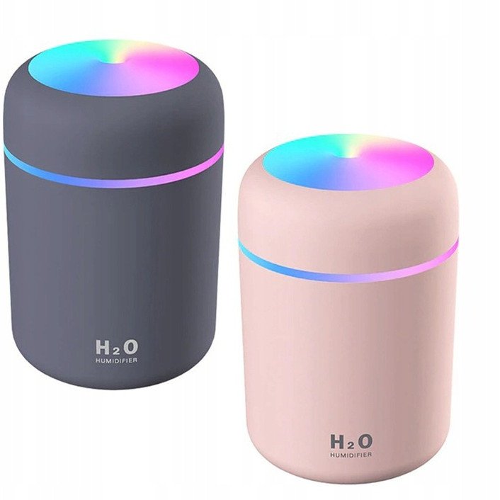 Nawilżacz Powietrza na USB 300ml - DYFUZOR LED - szary