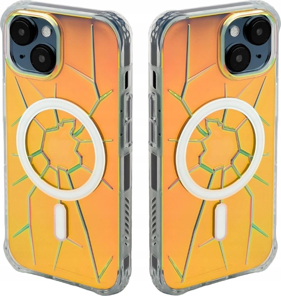Kingxbar Etui silikonowe MagSafe Kingxbar PQY Crack Series do iPhone 15 - holograficzne