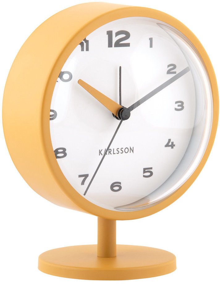 Budzik Karlsson KA6027YE żółty na nóżce 14 cm .