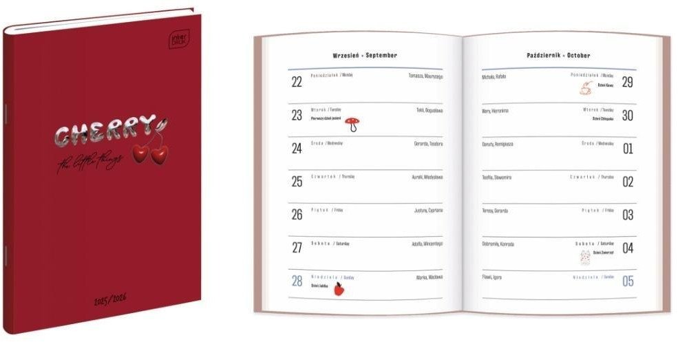 Kalendarz szkolny 2025/2026 B6 48 Cherry