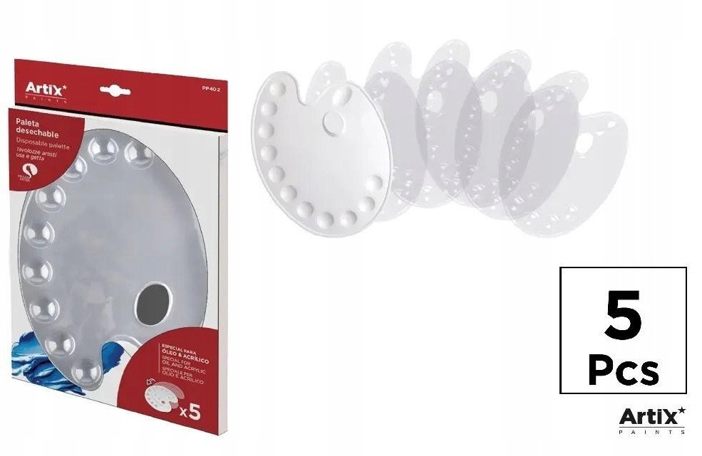 Paleta malarska plastikowa 22x28cm 5szt