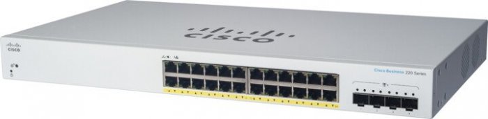 Cisco switch CBS220-24FP-4G, 24xGbE RJ45, 4xSFP, PoE+, 382W (CBS22024FP4GEURF)
