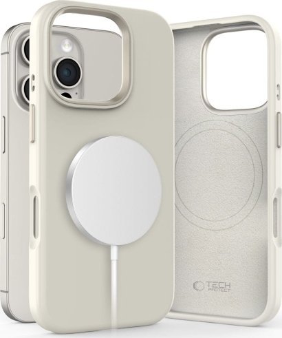 Tech-Protect Etui Tech-Protect Silicone Pure MagSafe Apple iPhone 16 Pro Cosmic Latte