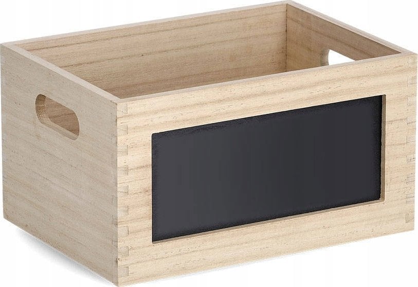 Zeller Drewniany organizer do przechowywania, pojemnik z tablicą kredową