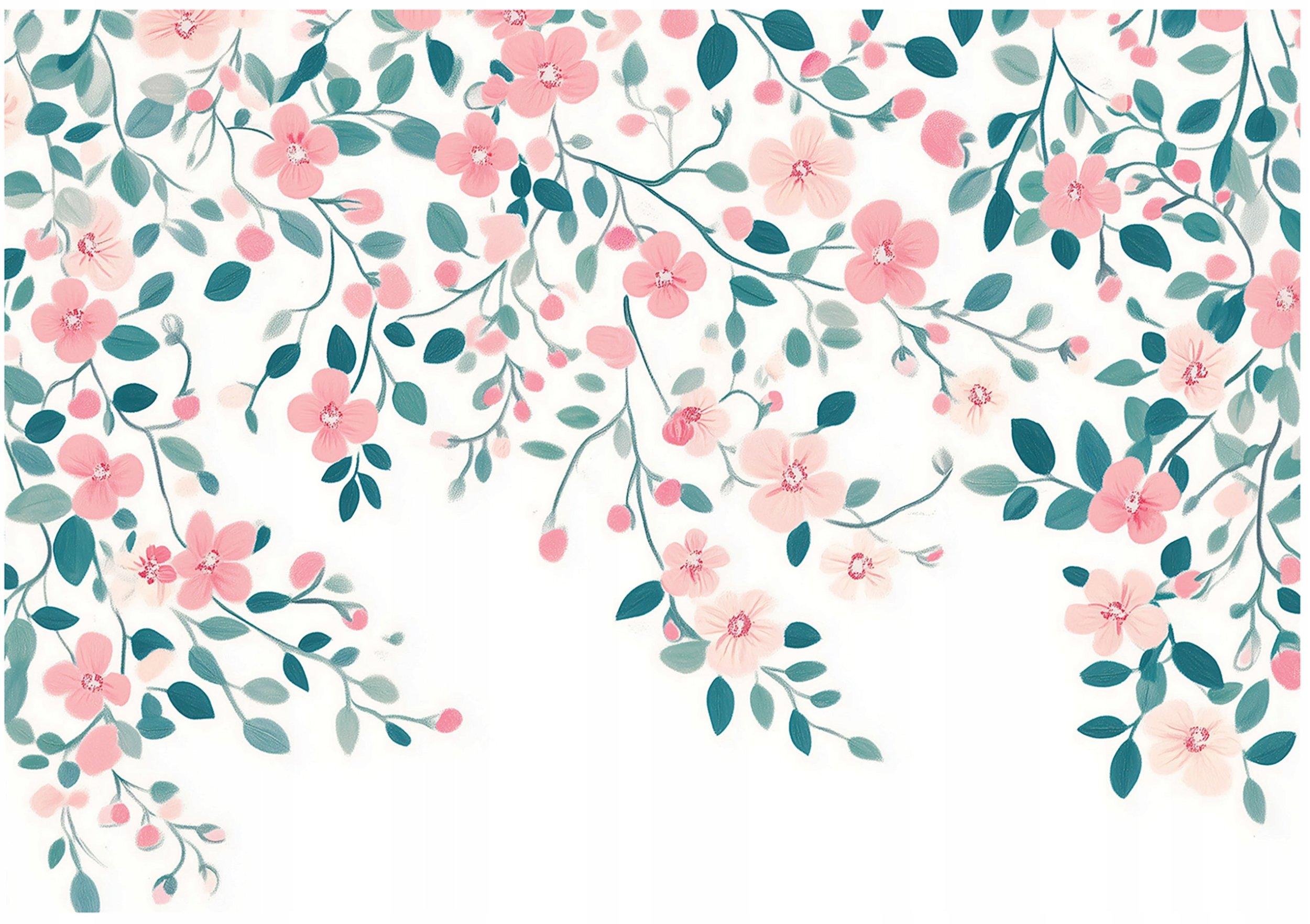 Fototapeta Kwiaty Liście Różowe Sypialnia Salon Tapeta Flizelina 400X280