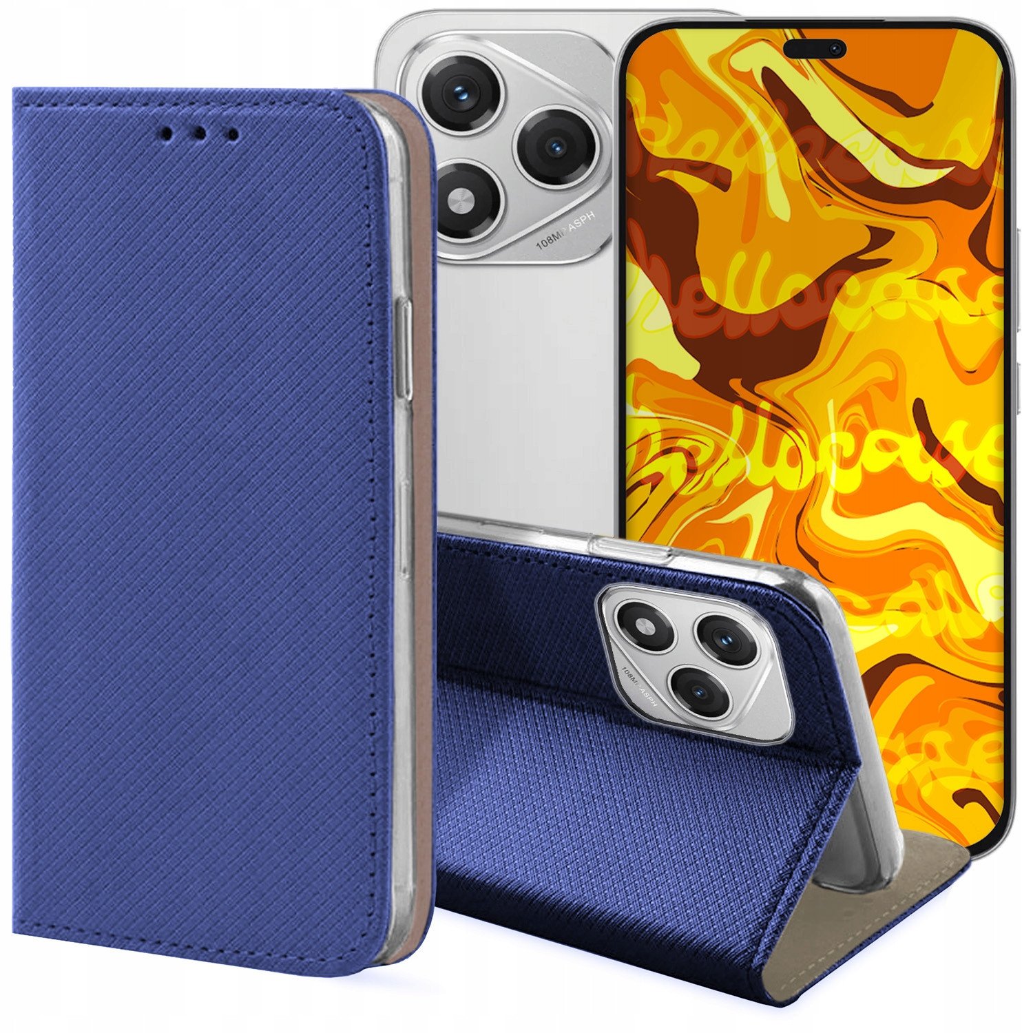 ETUI Z KLAPKĄ DO HONOR 400 LITE GRANATOWE ZAMYKANE MAGNETYCZNE OCHRONNE