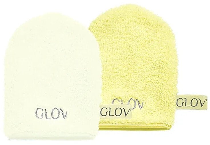 Glov Iconic Mitt Water-Only Skin zestaw rękawiczek do demakijażu i oczyszczania twarzy Baby Banana + Ivory 2szt