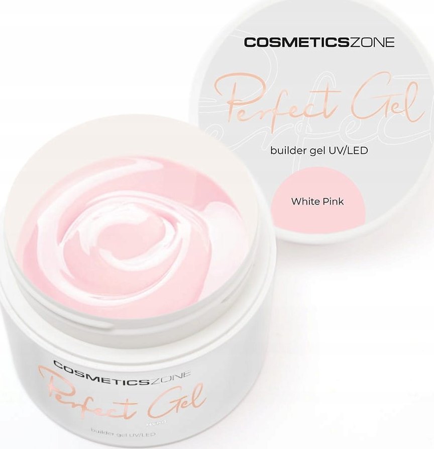 Cosmetics Zone Żel do przedłużania paznokci mlecznoróżowy UV LED White Pink 50ml