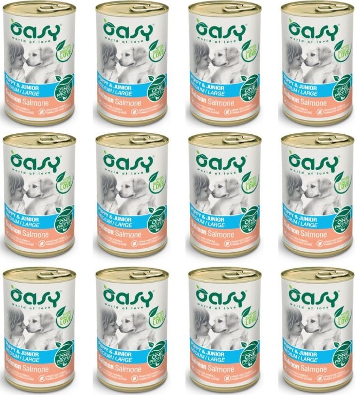 Oasy Mokra karma dla psa OASY Puppy&Junior z łososiem 12x400g