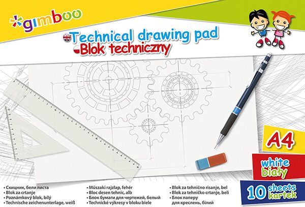 Gimboo Blok techniczny A3 10k biały
