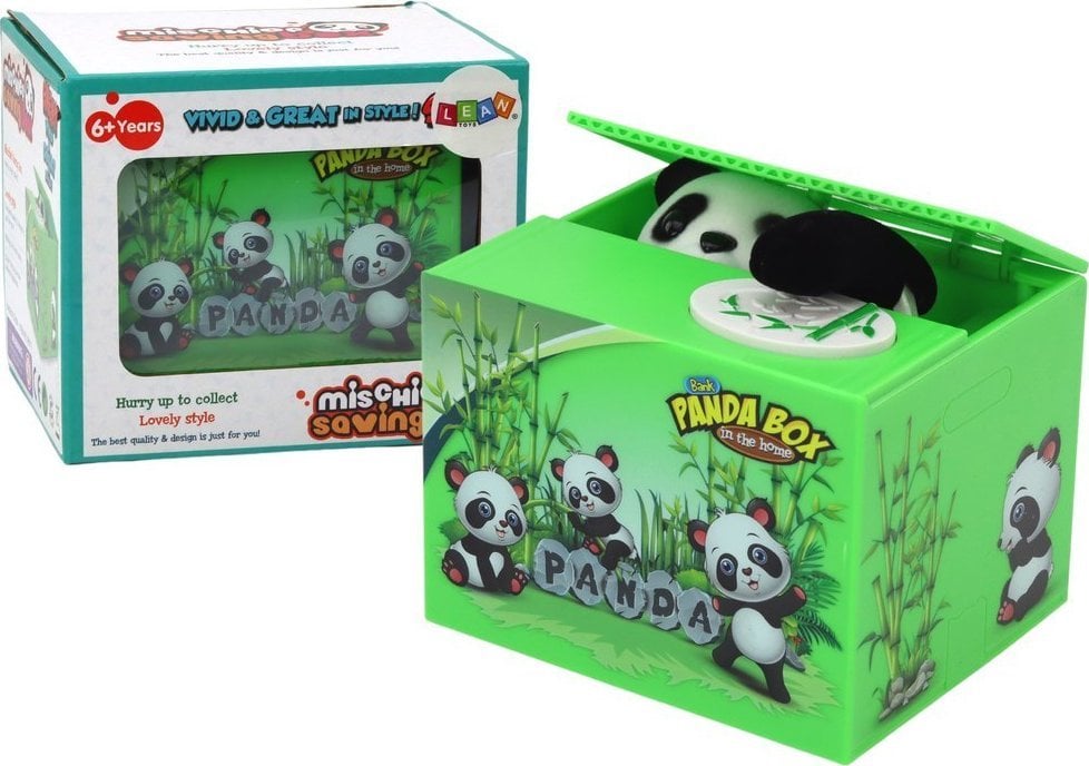 LeanToys Skarbonka Panda Nauka Oszczędzania Miś Zielone Pudełko