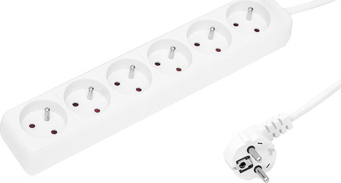 Blow 98-720# Przedłużacz sieciowy pr-670p 6-gniazd z uziemieniem 1,5m biały 3x1,5mm