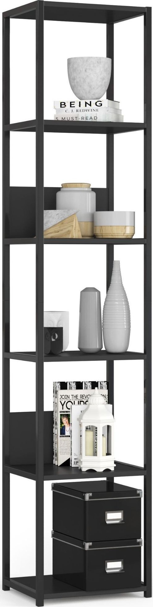 Fabryka Mebli Akord Regał industrialny metalowy 40 cm - czarny-czarny - 6 półek