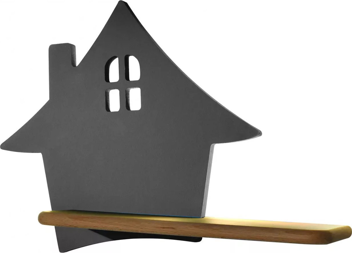 Lumes Szary kinkiet dziecięcy z drewnianą półką - K024-Pipi