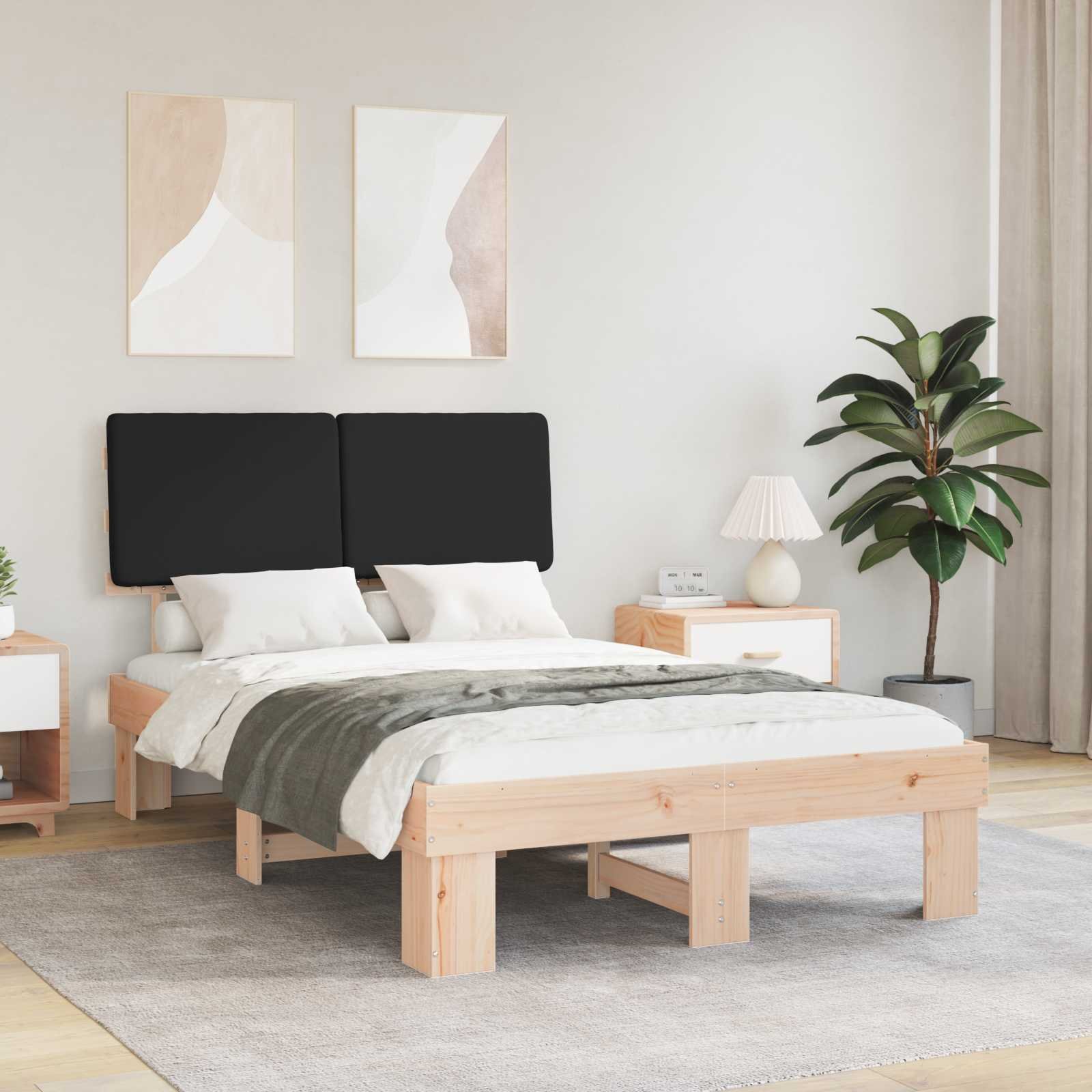 vidaXL Ramka łóżka z tapicerowanym wezgłowiem Czarny 120 x 200 cm