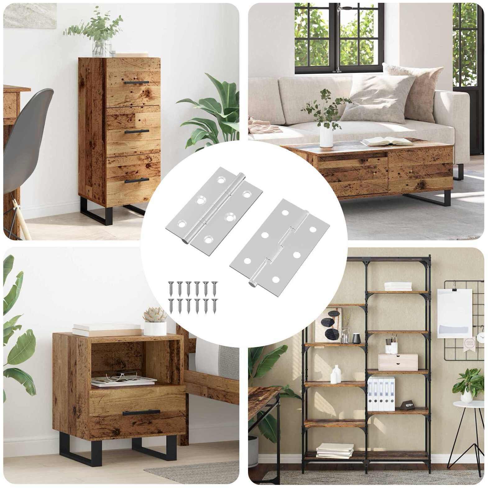 vidaXL Zawias Gładki 2 pcs Srebrny 58 x 35 x 1 mm Stal